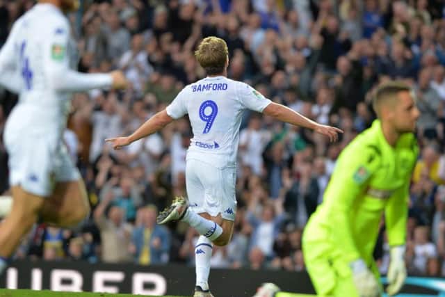 Patrick Bamford celebrates after opening the scoring against Bolton Wanderers at Elland Road.