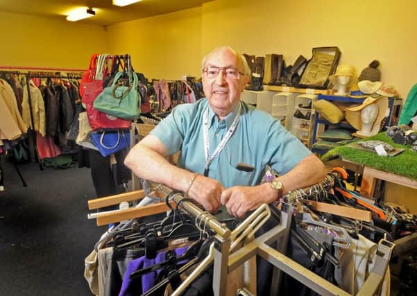 Bill Mulroe at the Dr Jackson Cancer Fund charity shop in Hemsworth, West Yorkshire. Picture Tony Johnson.