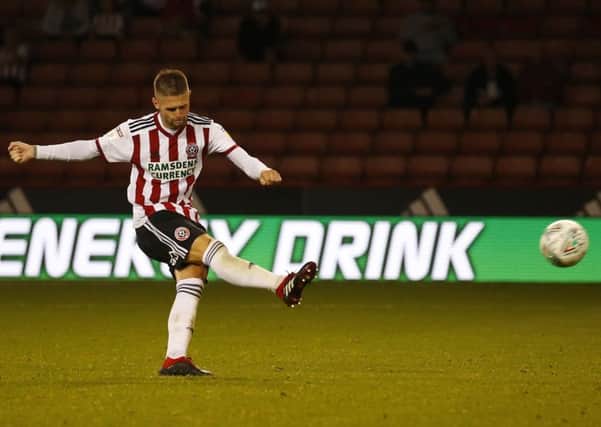 Oliver Norwood of Sheffield United misses his penalty on his debut against Hull City. (Picture: Simon Bellis/Sportimage)