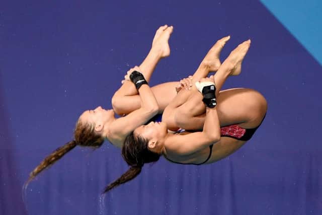 Great Britain's Eden Cheng and Lois Toulson during the women's synchronised 10m platform final during day six of the 2018 European Championships.