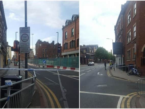 A police cordon was erected in Leeds city centre while police forensic officers scoured the scene of the attack. Photos by Dannii Seaton.