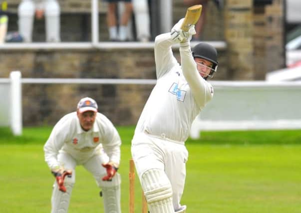 Burley-in-Wharfedale batsman Lewis Bolton scored 49 
in a seventh-wicket stand of 104 with Jason Wright (73) at Pool. PIC: Steve Riding