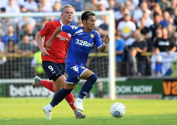 Yosuke Ideguchi in pre-season action for Leeds United against York City.