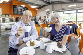 Wakefield councillors Les Shaw and Jacquie Speight at the cafe.