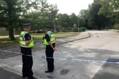 Police outside the hospital.