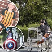 Inset: Stanley Metcalf, and Captain America at his funeral.