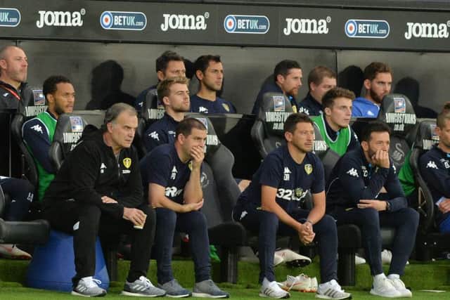 Marcelo Bielsa and his coaching team at Swansea.