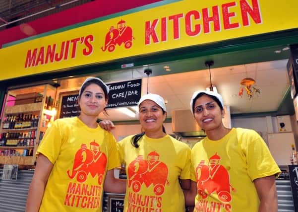 The team at Manjit's kitchen in Kirkgate Market. Pictured, left to right, Manpreet Kaur, Manjit Kaur and Sandeep Kaur.