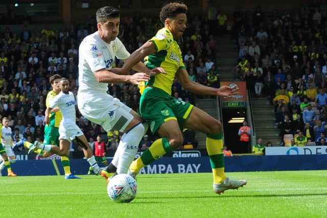 Pablo Hernandez makes a nuisance of himself at Norwich. PIC: Simon Hulme