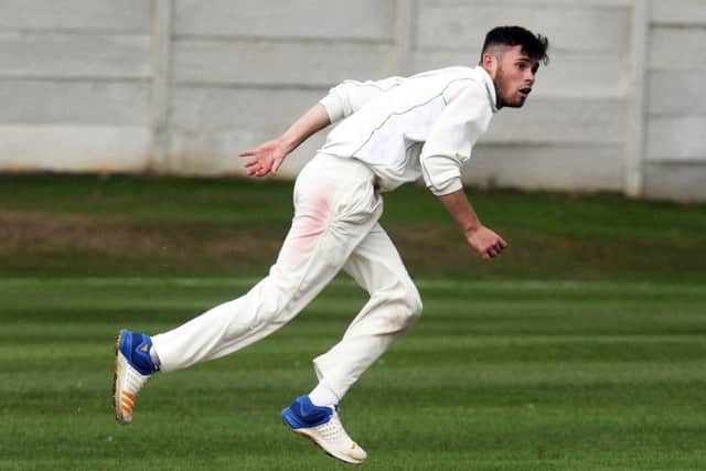 Guiseley bowler, Harry Naylor. PIC: Steve Riding