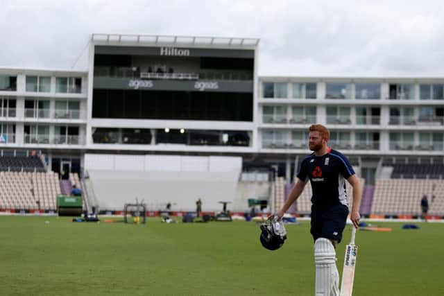 Getting the go-ahead: England's Jonny Bairstow during the nets session.