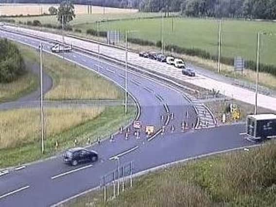 A64 is closed due to a gas leak. PIC: Highways England