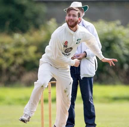 Stephen Brown bowling at Beckwithshaw. PIC: John Heald