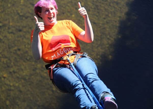 BUNGEE JUMP: Jodie Bamforth has been undertaking a different challenge each month to support Maggies.