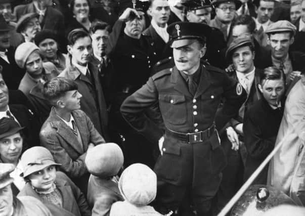 28th September 1936  Sir Oswald Mosley at a demonstration on Holbeck Moor.