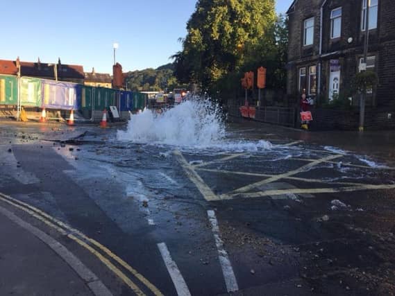 Burst water main in Mytholmroyd (West Yorkshire Police)