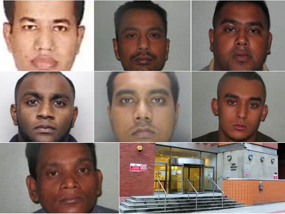 The eight men sentenced a Leeds Crown Court