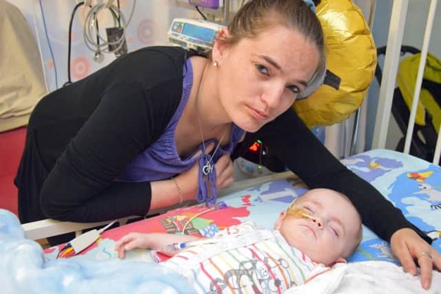 Kerrie Short and her son Harry Clarke, who is being cared for at Newcastle's Freeman Hospital with dilated cardiomyopathy. His family have been told that the only hope for the eight-month-old is a heart transplant, as new figures show that parents are significantly less likely to consent to donate a child's organs if they die compared to other relatives. PIC: PA