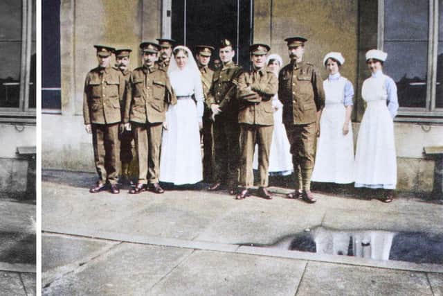 Rare photographs from the First World War's first country house hospital, Wrest Park in Bedfordshire, have been converted to colour to help identify the "forgotten" nurses who served there.  PIC: PA