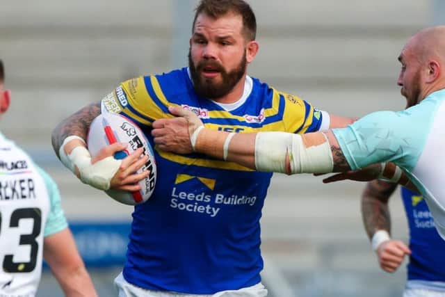 TOUGH TEST: Leeds Rhinos' Adam Cuthbertson, in action against Widnes at Headingley back in July. Picture: Alex Whitehead/SWpix.com