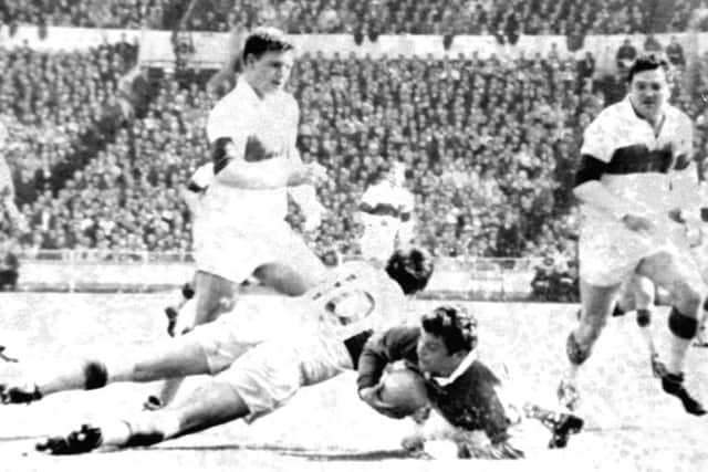 Leeds forward Ken Eyre during the 1968 Watersplash Challenge Cup final at Wembley.