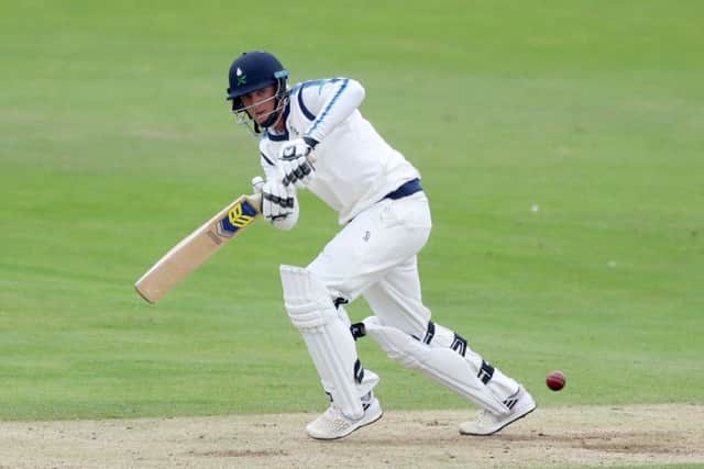 Yorkshire's Tom Kohler-Cadmorescored his maiden Championship century for Yorkshire at Trent Bridge this morning. Picture: Simon Cooper/PA