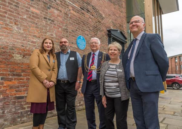LEGACY: The blue plaque is unveiled at Marshalls Mill. PIC: James Hardisty
