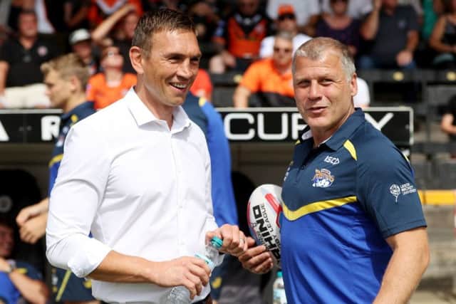 Leeds Rhinos director of rugby Kevin Sinfield and first-team coach James Lowes. PIC: Paul Currie/SWpix.com