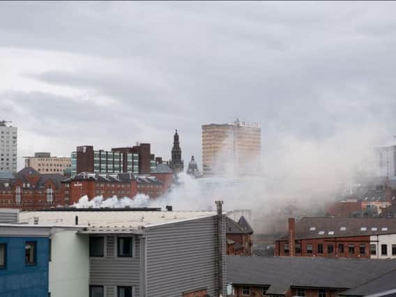 Bob Peters took this image of smoke rising from the flats in Lower Briggate, Leeds.