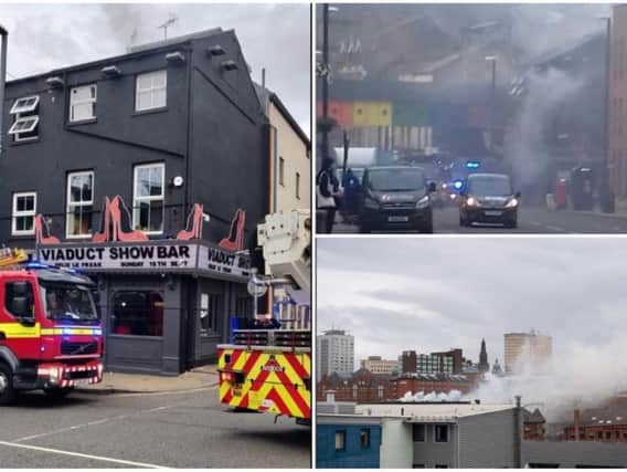 These images from the scene of the fire in Lower Briggate, Leeds, were captured by Chris Drinkall, @Chrisrhodespoke and Bob Peters.