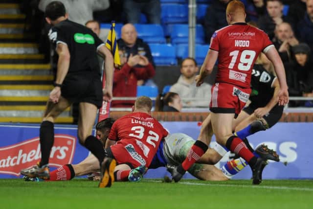 Tom Briscoe's first try against Salford