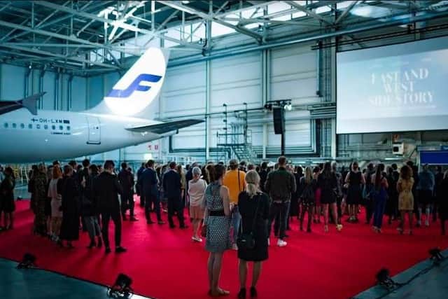 Fin-tastic: airport hangar red carpet premiere