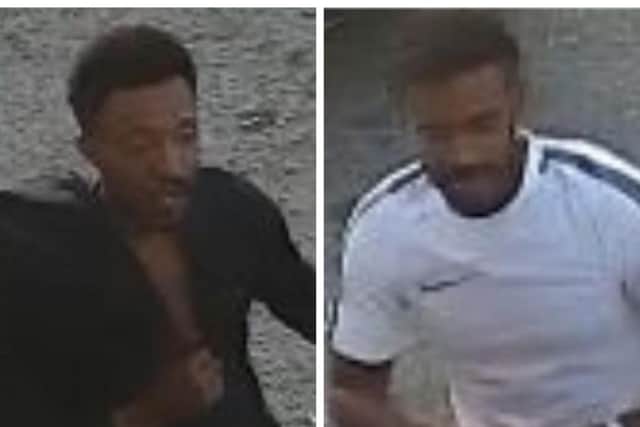 CCTV footage of the two men police would like to speak to.
