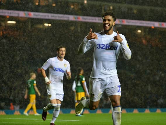Tyler Roberts celebrates his second goal of the evening against Preston North End.