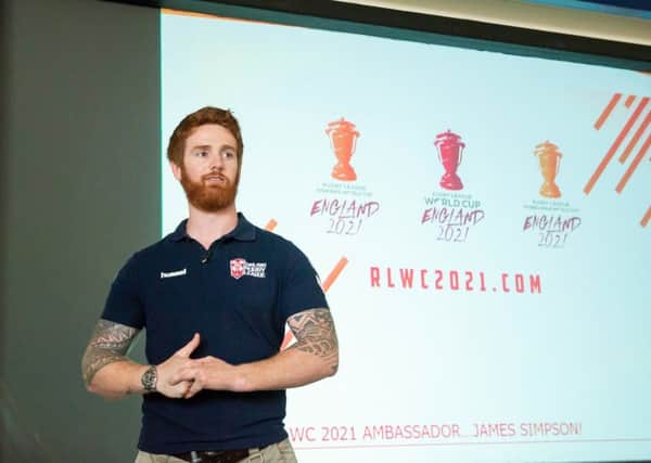 England and Leeds Rhinos captain James Simpson at this year's RL World Cup 2021 launch. PIC: Allan McKenzie/SWpix.com
