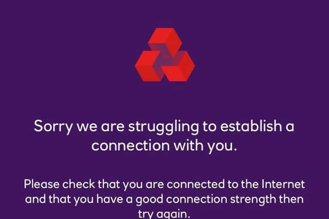 The screen that greeted NatWest customers after they were unable to access their accounts. PIC: PA
