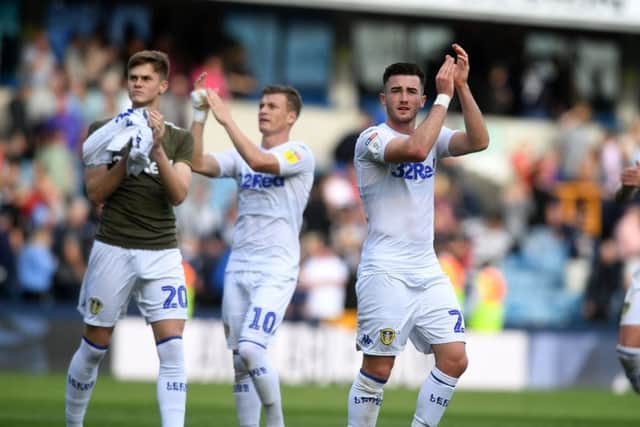 Leeds United's players salute their fans at Millwall.