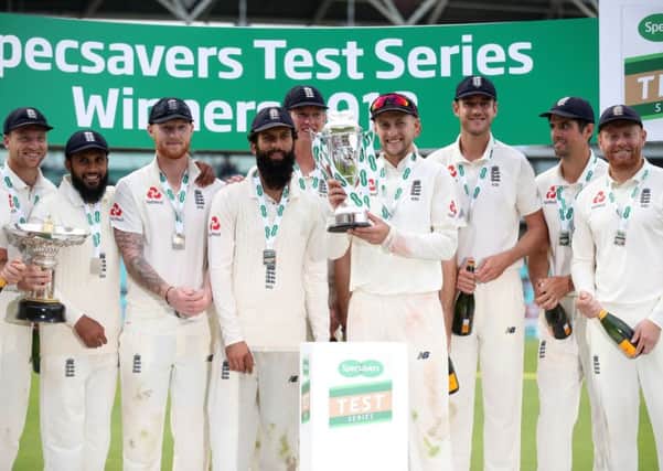 England's captain Joe Root and his team celebrate their recent series win over India. Picture: Adam Davy/PA