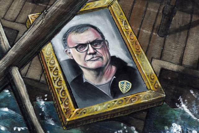 21 September  2018......     Escape Hunt Leeds unveil a 3D masterpiece by world-famous street artists Joe & Max On Albion Street The visual is of Blackbeard's cabin featuring a portrait of Leeds United's manager Marcelo Bielsa to launch the new Blackbeard's Treasure escape room opening tomorrow in the city.  Picture Tony Johnson.