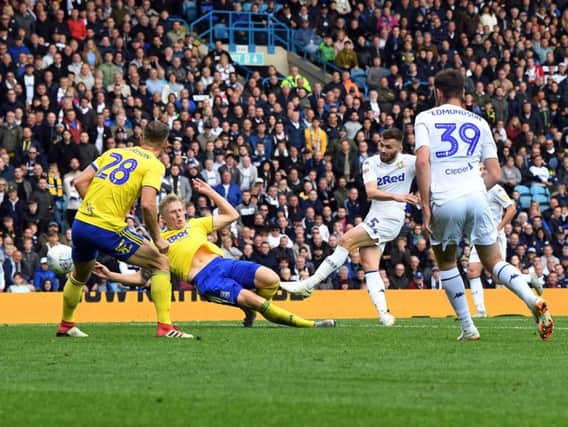 POSITIVE IMPACT: Leeds United's Stuart Dallas goes close as the Whites look to draw level with Birmingham City.