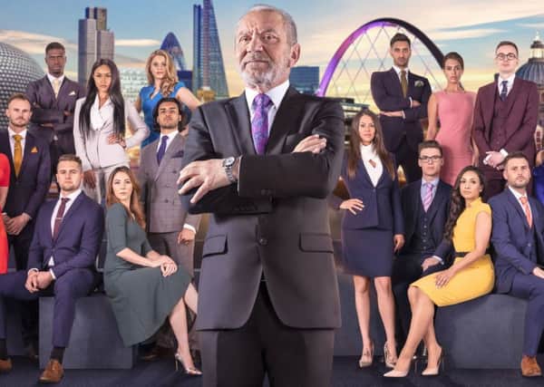 Lord Sugar with this year's contestants on The Apprentice.