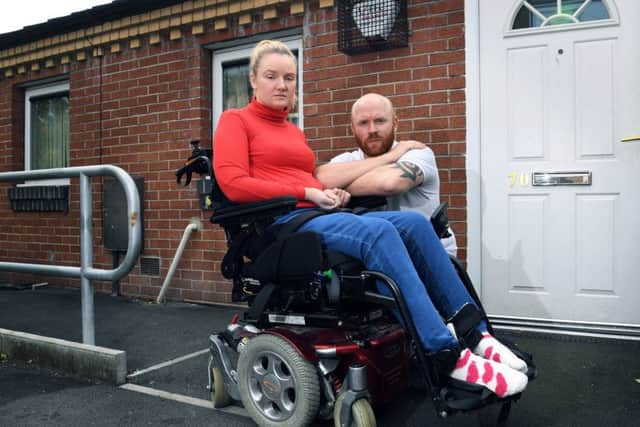 Outrage: Tenants Ruth Haslam, 27, and Thomas Whittaker, 35, at their home in Harehills, Leeds.