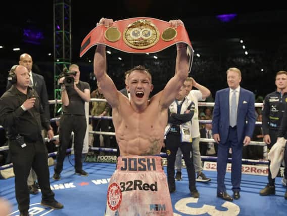 IBF Featherweight champion and Leeds United fan Josh Warrington will be back in the city today as he goes face-to-face with challenger Carl Frampton.