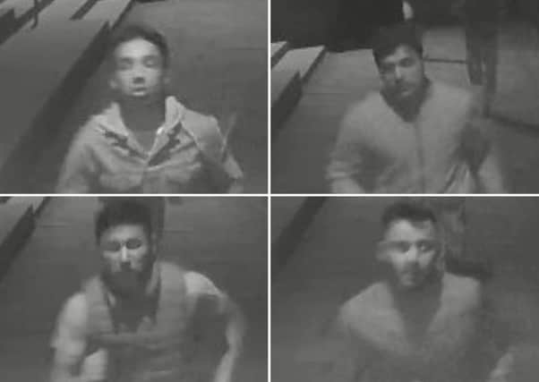 CCTV images of the men police want to trace in connection with the robberies.