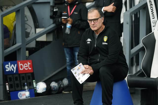Leeds United coach Marcelo Bielsa at Derby County.
