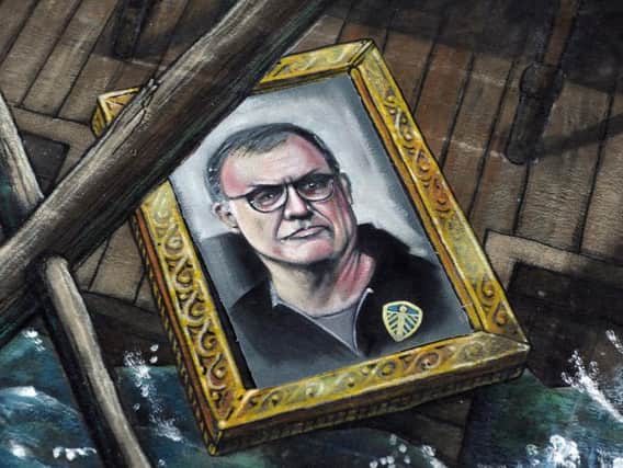 An artist's impression of Leeds United head coach Marcelo Bielsa, produced by street artists Joe and Max. Bielsa is the subject of a new video documentary by Copa90.