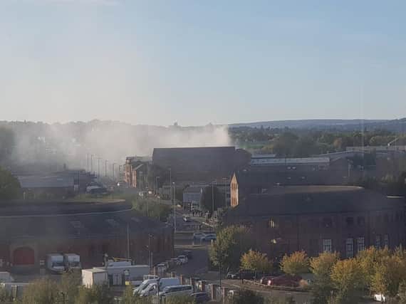 Smoke from a building near Leeds city centre.