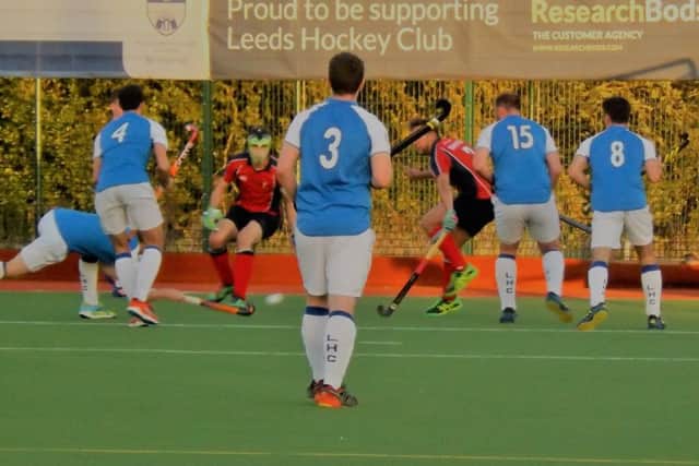 Action from Leeds Hockey Club Mens first teams 2-1 defeat to Sheffield Hallam.
