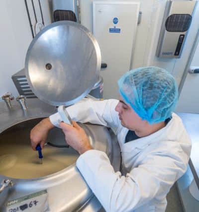 Date:11th September 2018.
Picture James Hardisty.
Northern Bloc Ice Cream Unit 14 Castleton Close, Leeds. Pictured Ben De Mola, checking the temperture of the ice-cream.