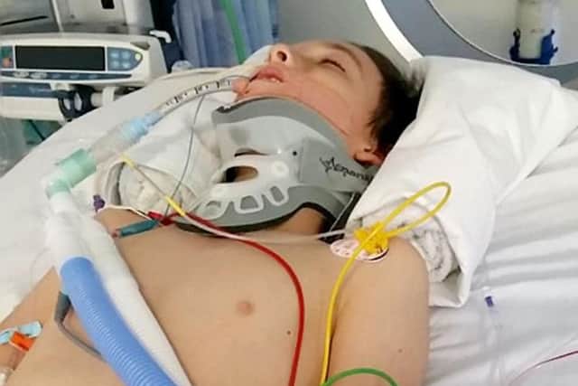 Football mad Oliver was then airlifted 77 miles from his school to Leeds General Infirmary.